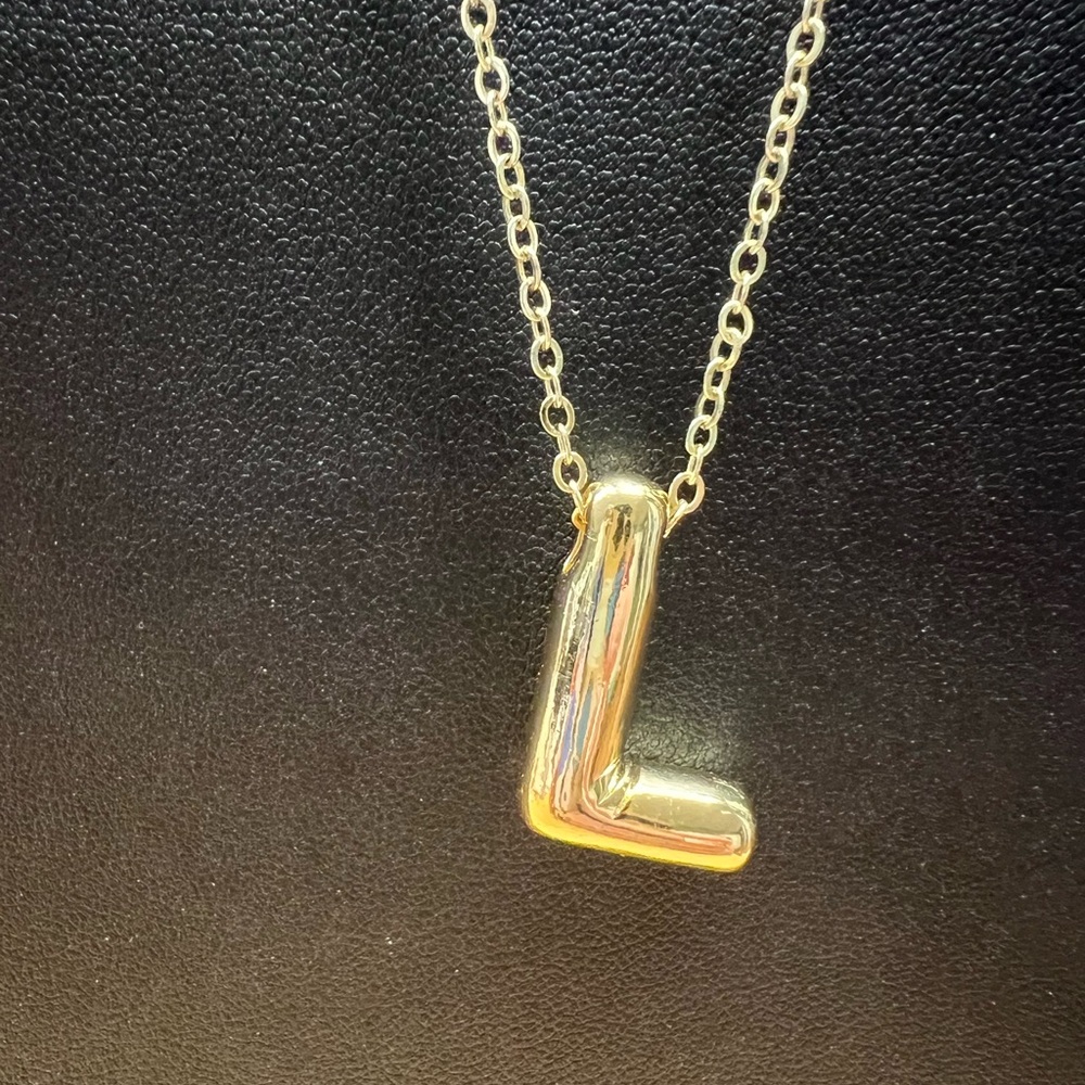 Gold “L” Block Letter Necklace with Delicate Chain